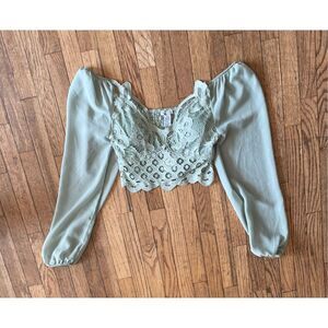 Rue 21 Mint Long Sleeve Top Small Crop New